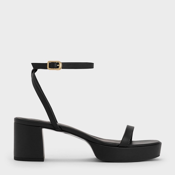 Charles & Keith Thin-Strap Block Heel Sandals - Black sz 6 - Picture 5 of 7